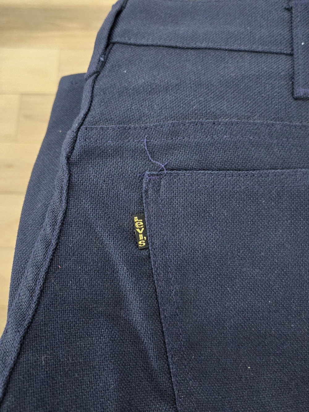 VTG 70s Levis 663 Flare Bell Bottom Pants NWT Deadstock 34x34 Navy Blue USA Made - Picture 2 of 9